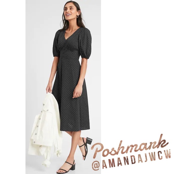 Banana Republic Classic Midi Dress - Black - NWT! - Picture 2 of 14
